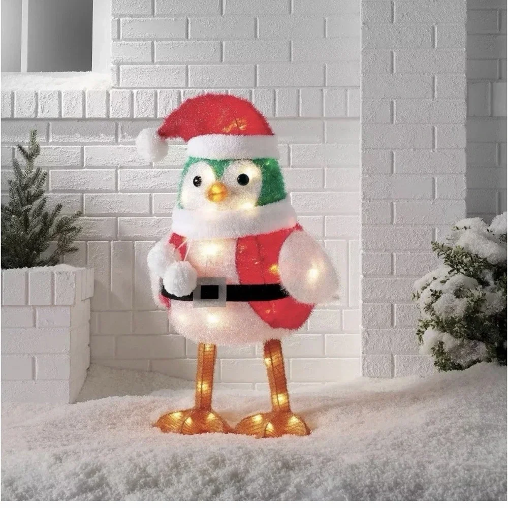 New Wondershop LED Tinsel Santa Bird Christmas Decor Holiday Featherly Friend